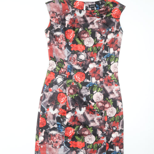 SOLO Women's Multicoloured Floral Sheath Dress Size 12