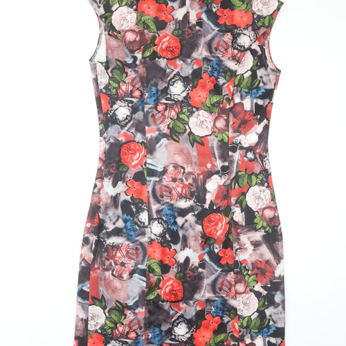 SOLO Women's Multicoloured Floral Sheath Dress Size 12