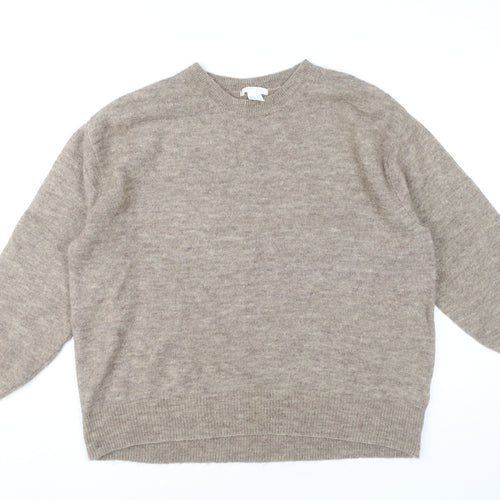 H&M Womens Beige Round Neck Pullover Jumper XS