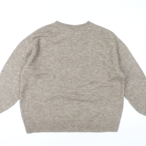 H&M Womens Beige Round Neck Pullover Jumper XS