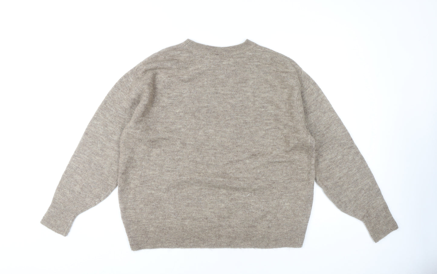 H&M Womens Beige Round Neck Pullover Jumper XS