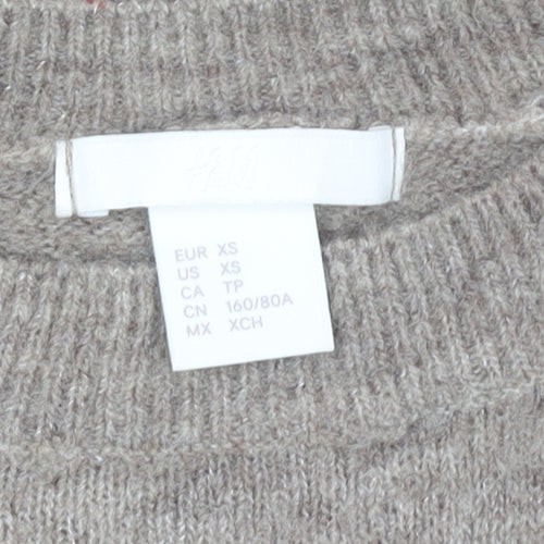 H&M Womens Beige Round Neck Pullover Jumper XS