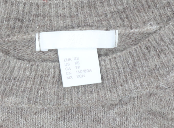 H&M Womens Beige Round Neck Pullover Jumper XS
