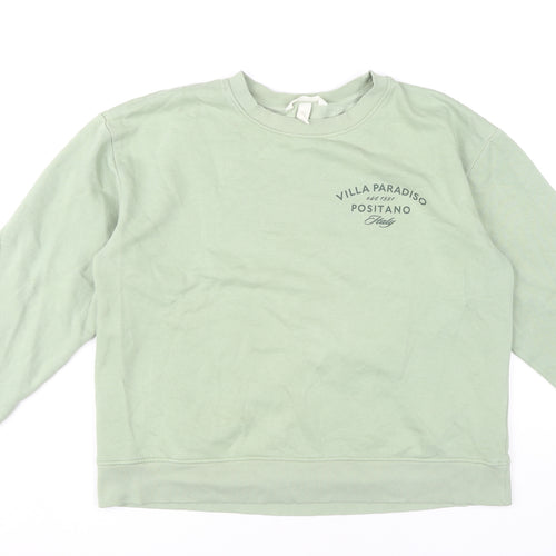 H&M Women's Green Pullover Sweatshirt Size 14