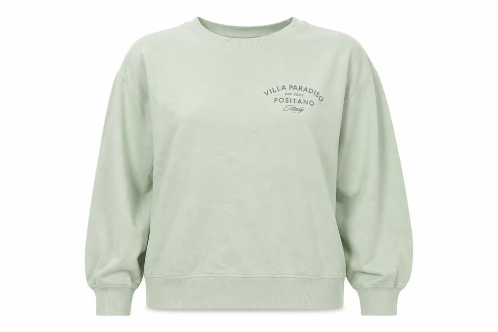 Front view of H&M Women's Green Pullover Sweatshirt, size 14
