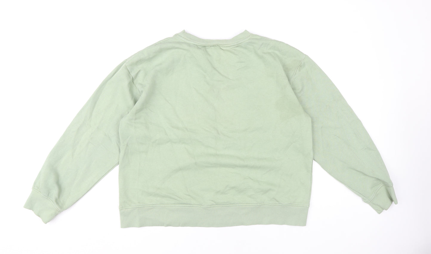 H&M Women's Green Pullover Sweatshirt Size 14