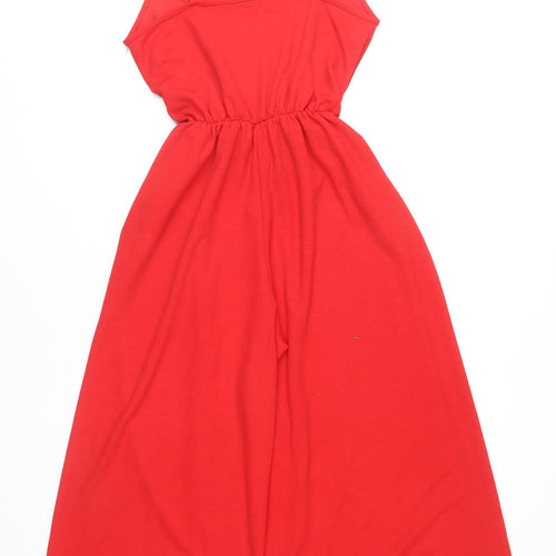 Boohoo Women Red Jumpsuit Size 16 Sleeveless Wide-Leg
