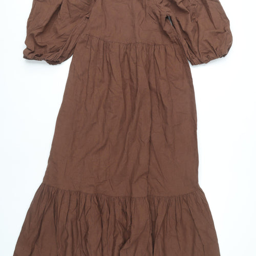 Primark Women's Brown Balloon Sleeve Dress Size 6