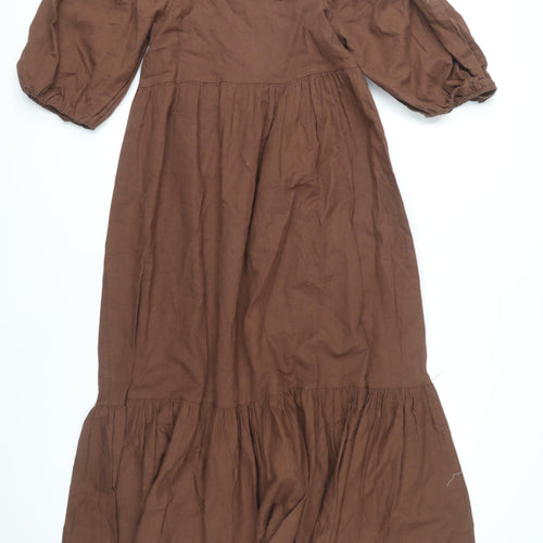 Primark Women's Brown Balloon Sleeve Dress Size 6