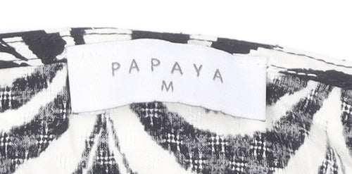 Papaya Women's Black White Geometric Top M