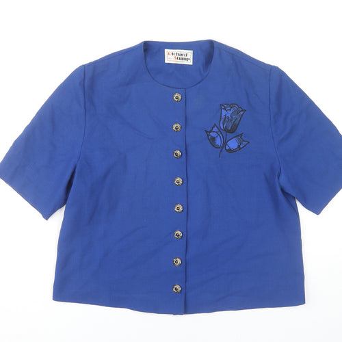 Richard Stump Blue Women's Blouse, Size 16 - Polyester/Wool Blend