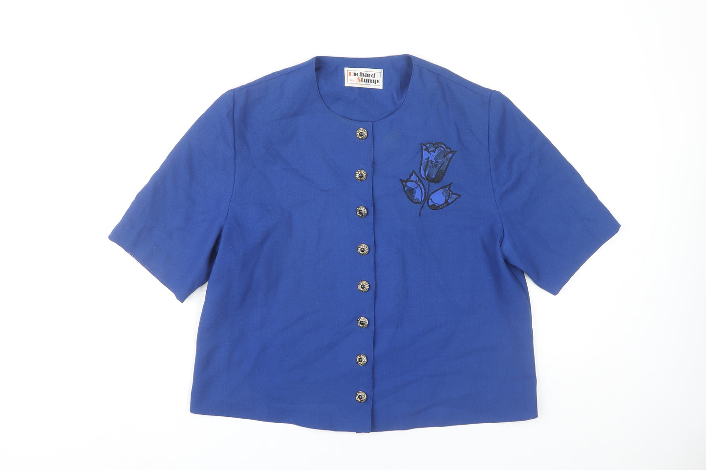 Richard Stump Blue Women's Blouse, Size 16 - Polyester/Wool Blend