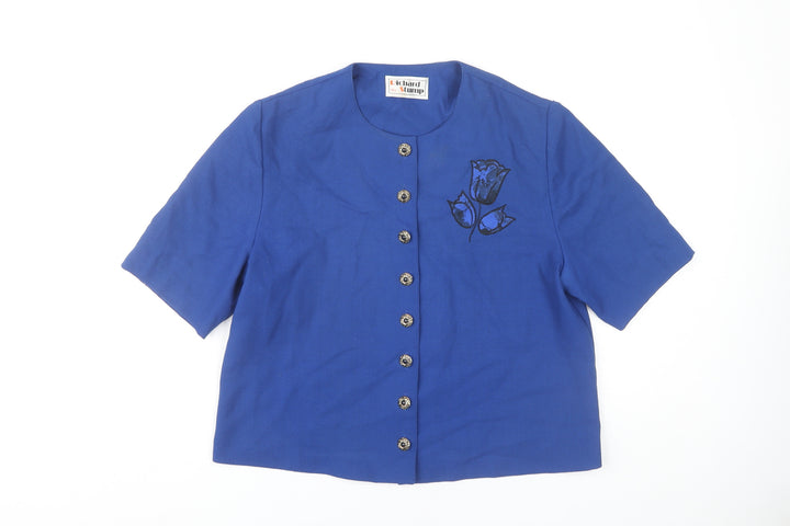 Richard Stump Blue Women's Blouse, Size 16 - Polyester/Wool Blend