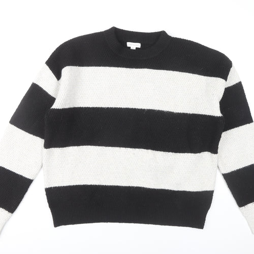 Topshop Women's Black Striped Pullover Jumper, Size S
