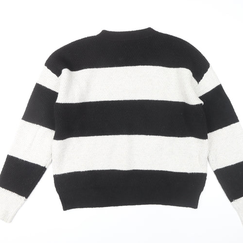 Topshop Women's Black Striped Pullover Jumper, Size S