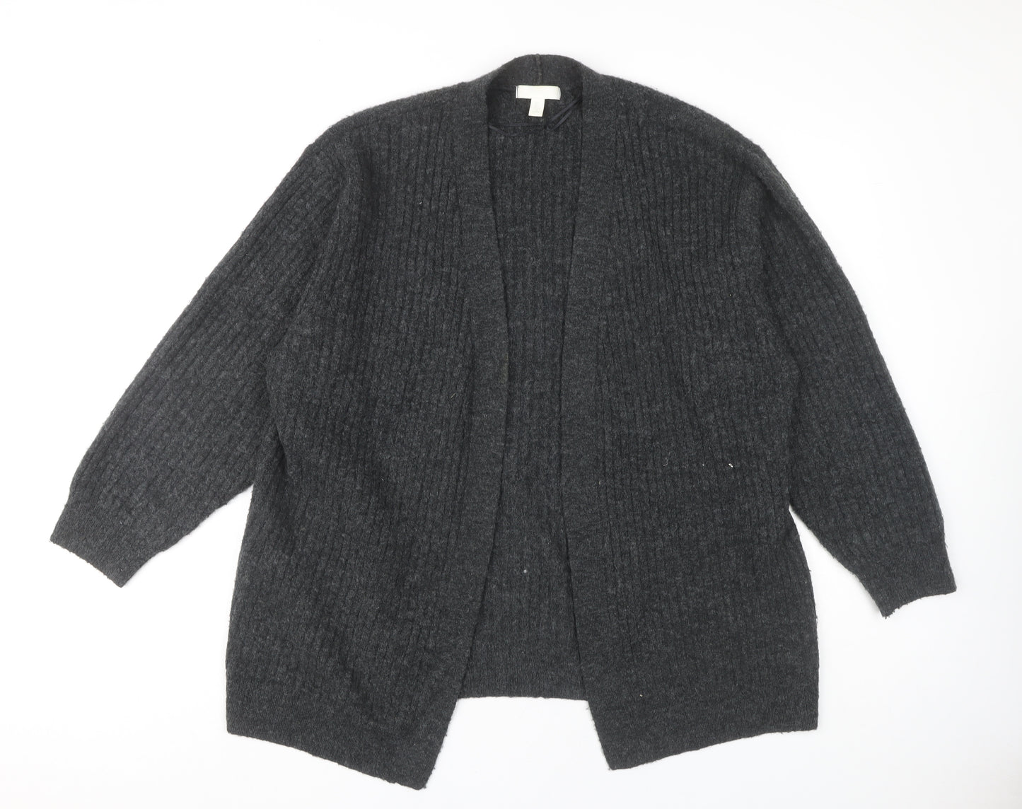 H&M Women's Grey Open Front Cardigan, Size S, Casual Knit