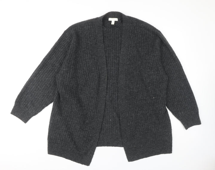 H&M Women's Grey Open Front Cardigan, Size S, Casual Knit