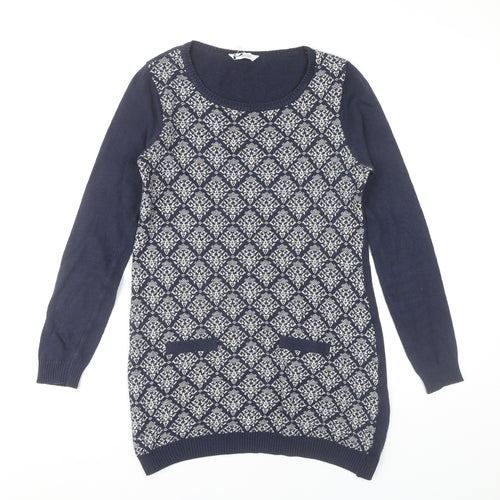 BHS Women Blue Geometric Petite Jumper Dress Size 8