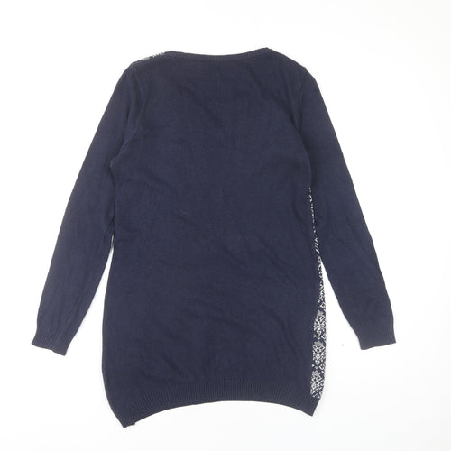 BHS Women Blue Geometric Petite Jumper Dress Size 8