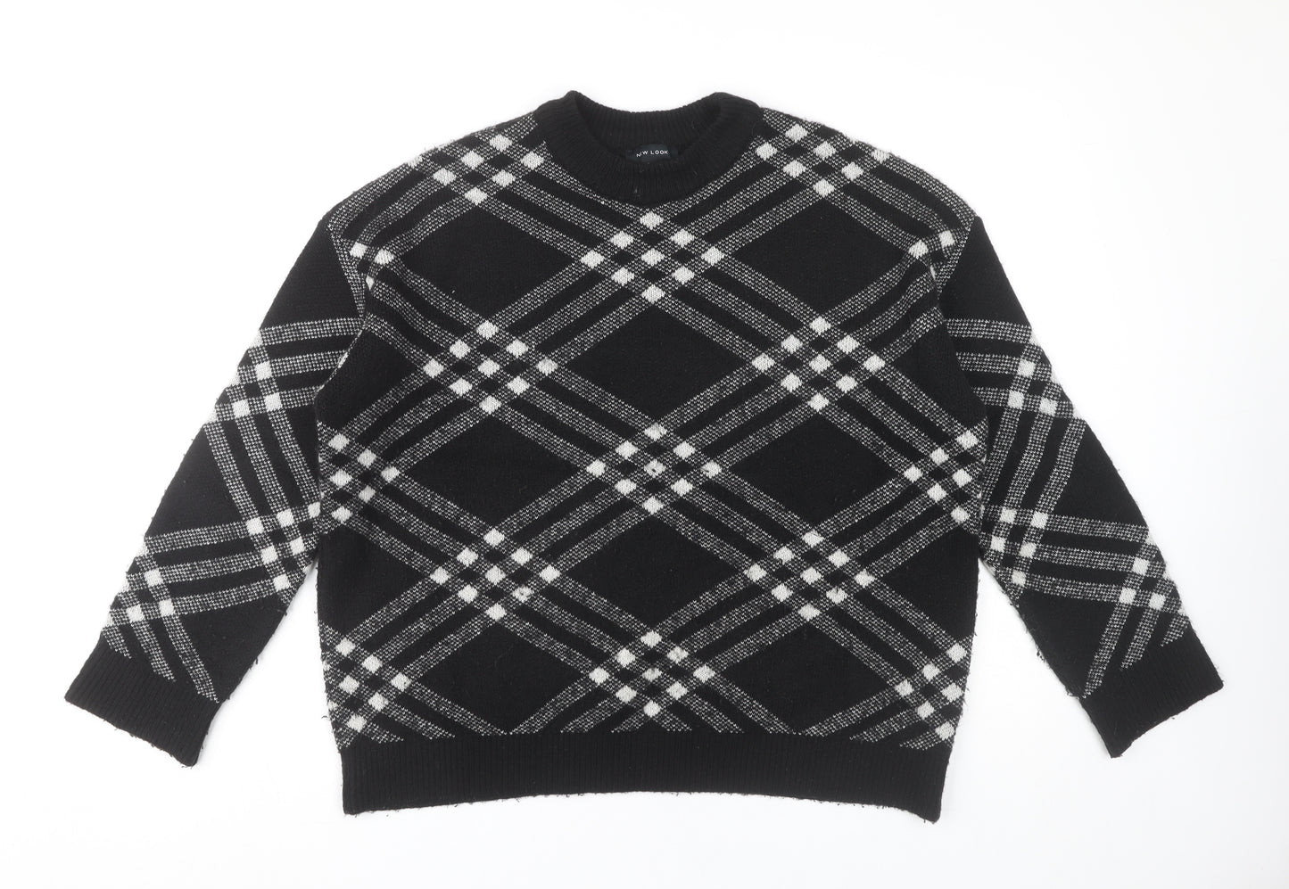 New Look Women's Black Check Pullover Jumper M