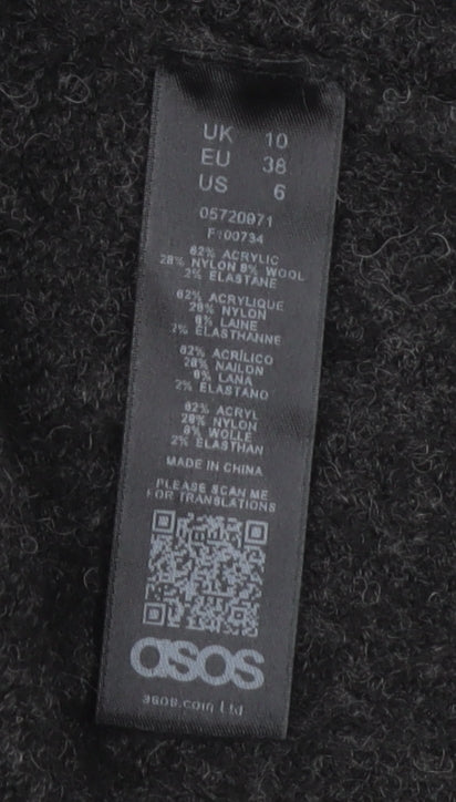 ASOS Women's Grey Open Front Cardigan, Size 10, Long Sleeve