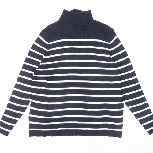 Marks and Spencer Roll Neck Blue Striped Jumper, Size 24
