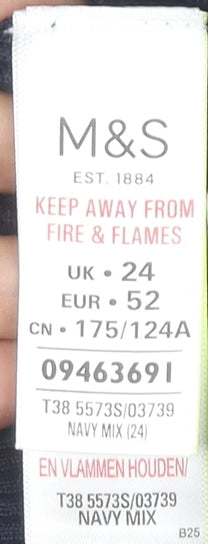 Marks and Spencer Roll Neck Blue Striped Jumper, Size 24