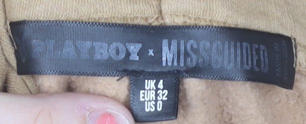 Missguided Women's Beige Hoodie, Size 4, Graphic Pullover