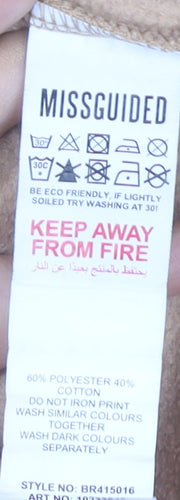 Missguided Women's Beige Hoodie, Size 4, Graphic Pullover