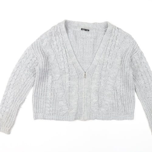 Warehouse Women’s Grey Cable Knit Cardigan Size 6