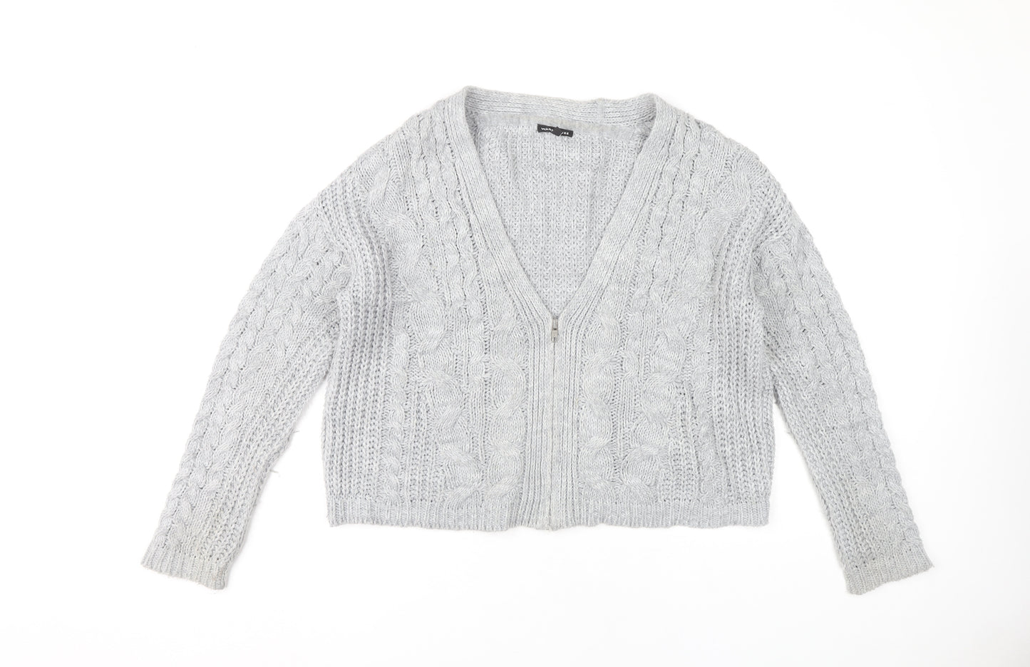 Warehouse Women’s Grey Cable Knit Cardigan Size 6