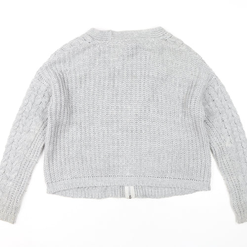 Warehouse Women’s Grey Cable Knit Cardigan Size 6