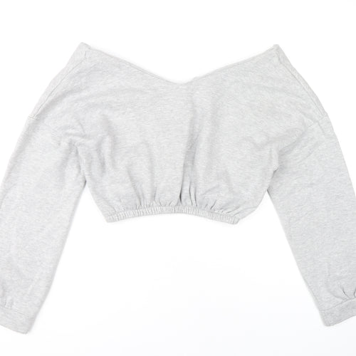 PrettyLittleThing Women’s Grey V-Neck Pullover - L