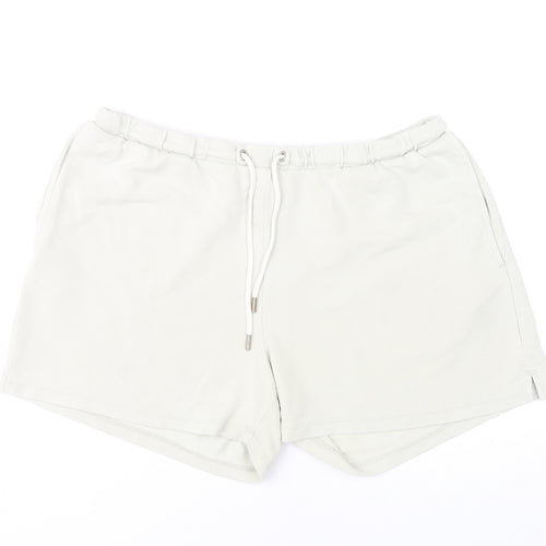 H&M Women White L Sweat Shorts, Relaxed Fit, Pockets