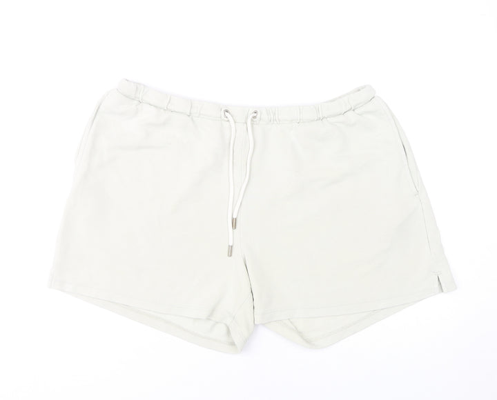 H&M Women White L Sweat Shorts, Relaxed Fit, Pockets
