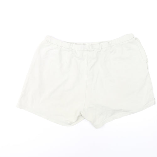 H&M Women White L Sweat Shorts, Relaxed Fit, Pockets