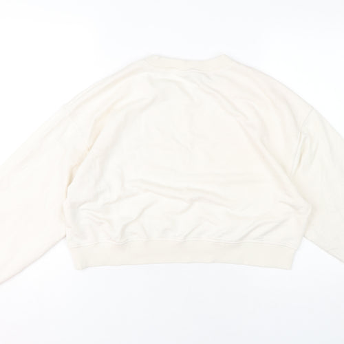 H&M Ivory Women's Sweatshirt, Size 12, Casual Logo Style
