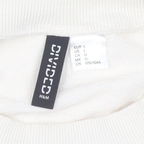 H&M Ivory Women's Sweatshirt, Size 12, Casual Logo Style