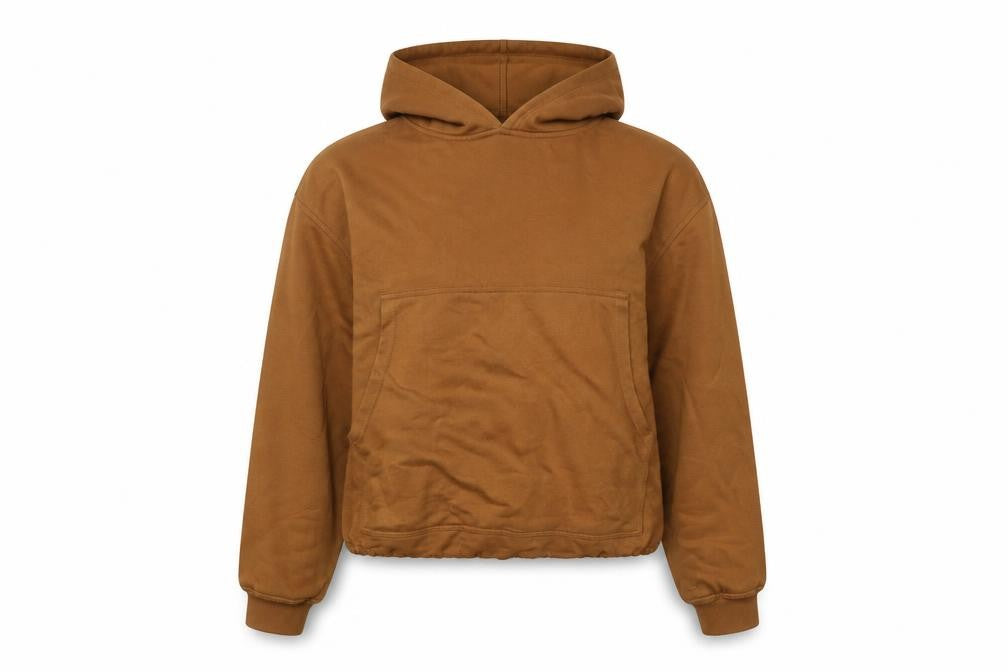 Front view of Carey Collective Brown Hoodie Women L Pullover Style