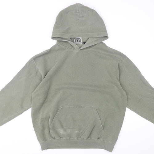 Reclaimed Vintage Men's Green Pullover Hoodie, Size S