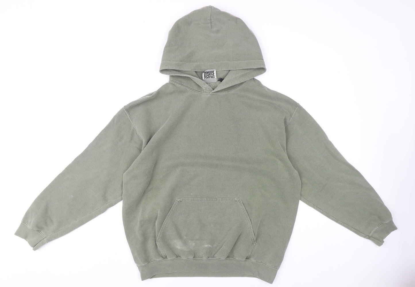 Reclaimed Vintage Men's Green Pullover Hoodie, Size S