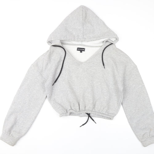 PrettyLittleThing Women's Grey V-Neck Pullover Hoodie