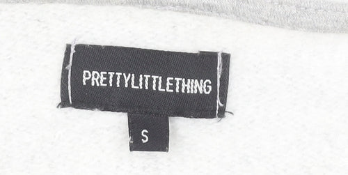 PrettyLittleThing Women's Grey V-Neck Pullover Hoodie