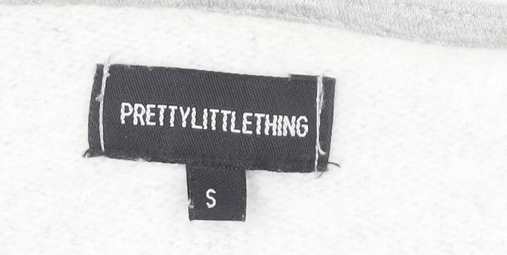 PrettyLittleThing Women's Grey V-Neck Pullover Hoodie