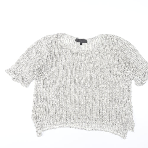 Topshop Women's Chunky-Knit Grey Jumper Size 10
