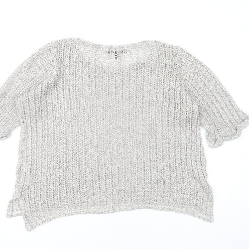Topshop Women's Chunky-Knit Grey Jumper Size 10