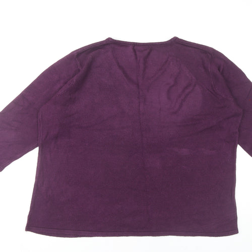 Bm Women's Purple V-Neck Pullover Jumper XL