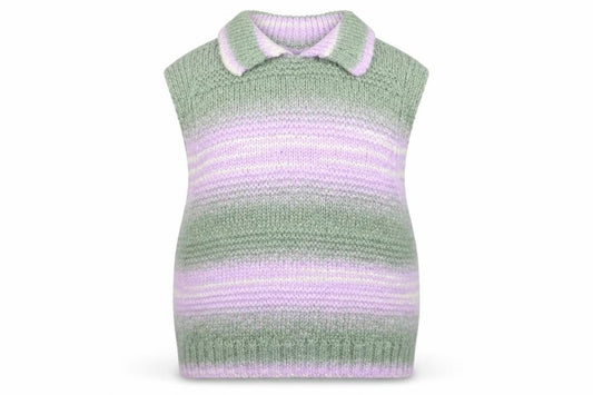 Front view of Zara girls’ multicoloured knit vest, size 13-14