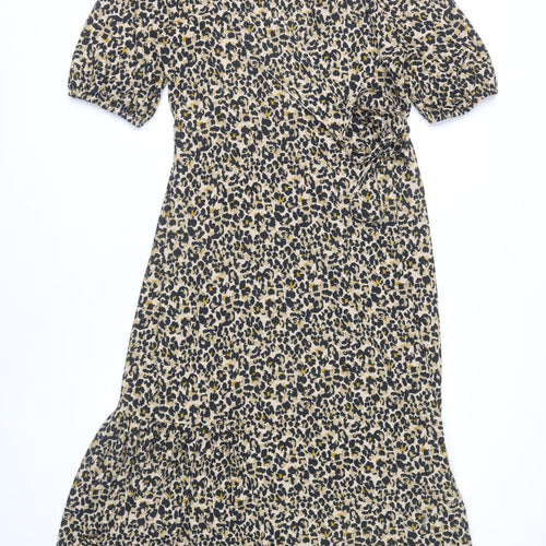Next Women Multicoloured Animal Print Wrap Dress Size 14