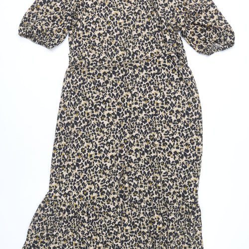 Next Women Multicoloured Animal Print Wrap Dress Size 14